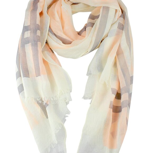 Pastel Tone Soft Large Scarf Checkered Acrylic Raw Edges NEW - Picture 3 of 3